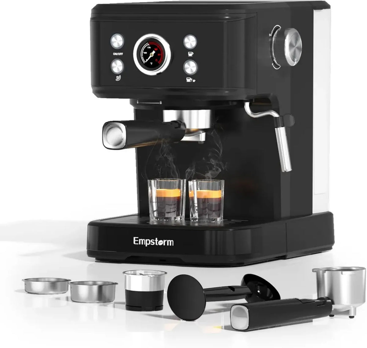 Macchina per Espresso 20 Bar con Lancia Vapore - Compatibile Capsule e Caffè Macinato, Ideale per Latte e Cappuccino
