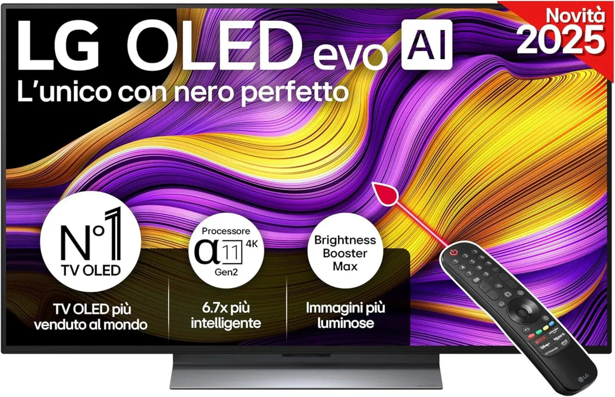LG TV OLED evo G5 48' 4K Smart, Processore AI, Brightness Booster, Base Inclusa, Dolby Vision Atmos, VRR GSYNC, 144Hz, webOS, Modello 2025