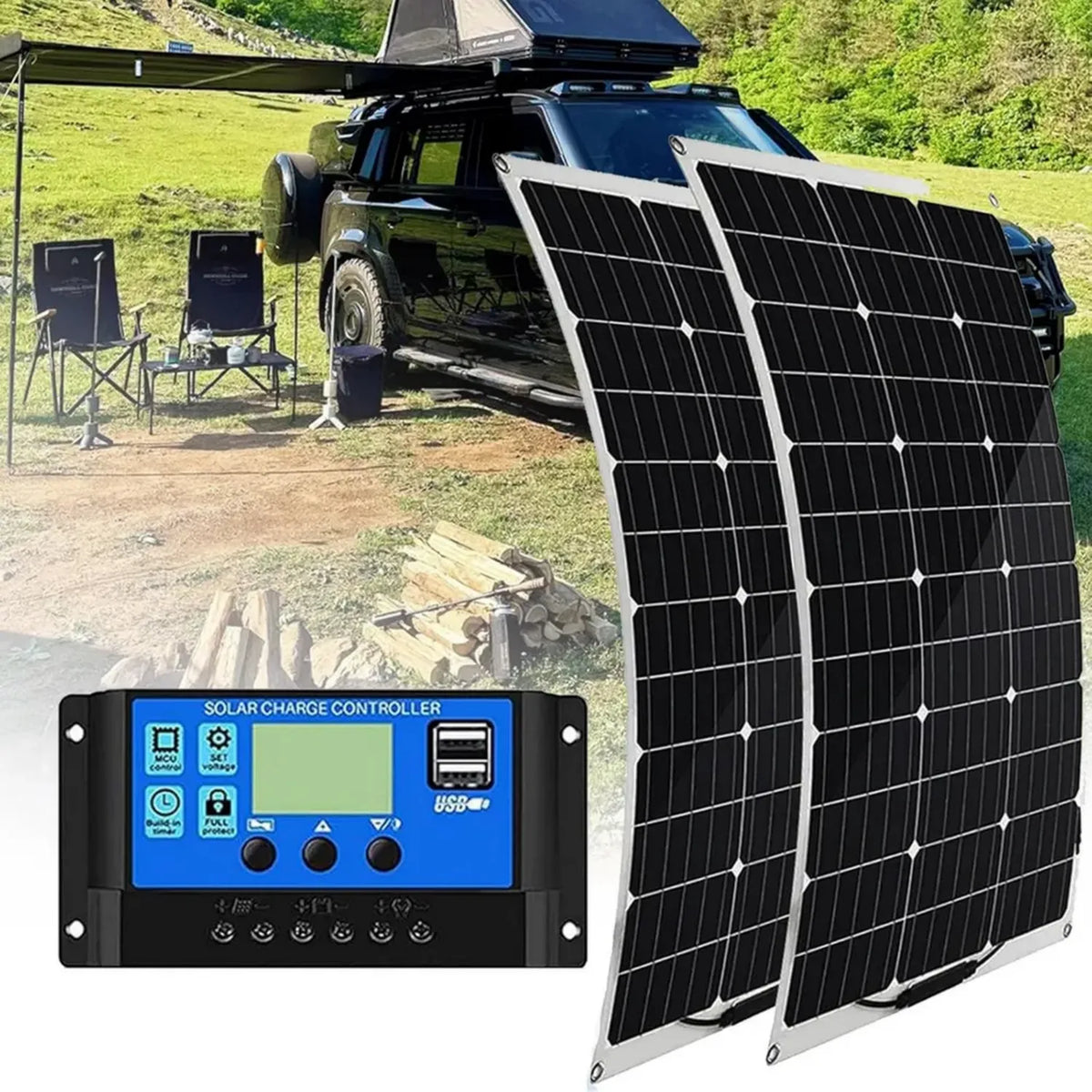 Pannello Solare Flessibile 2x500W ad Alta Efficienza per Veicoli e Superfici Irregolari