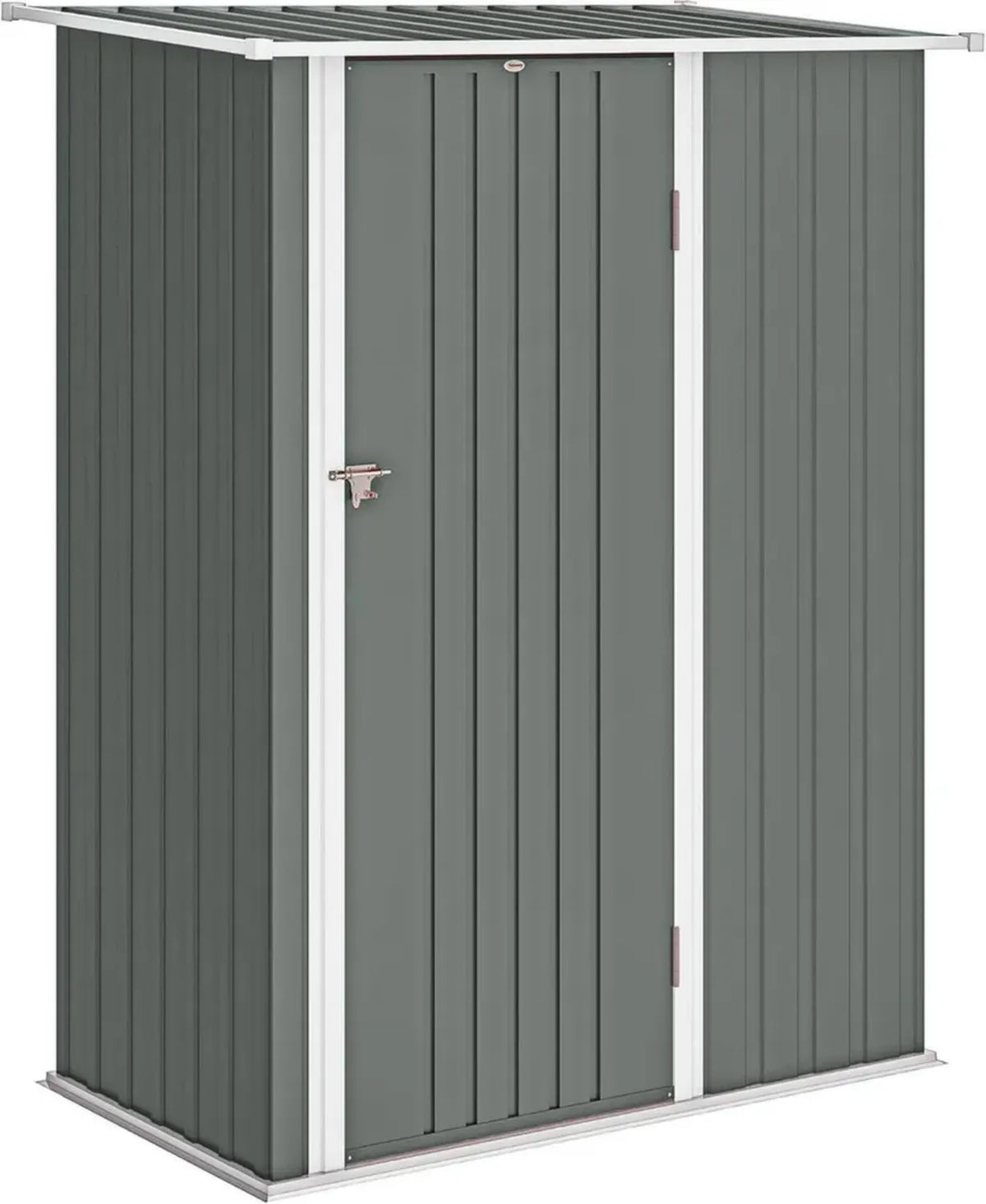Capanno Porta Attrezzi in Acciaio Zincato con Porta Sicura e Tetto Inclinato, 1.07m², 142x86x189 cm, Grigio Chiaro