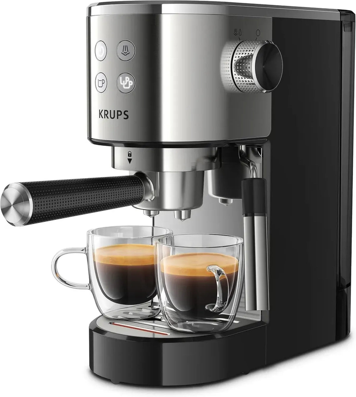 Macchina da caffè espresso Krups XP442C Virtuoso, argento metallizzato e nero