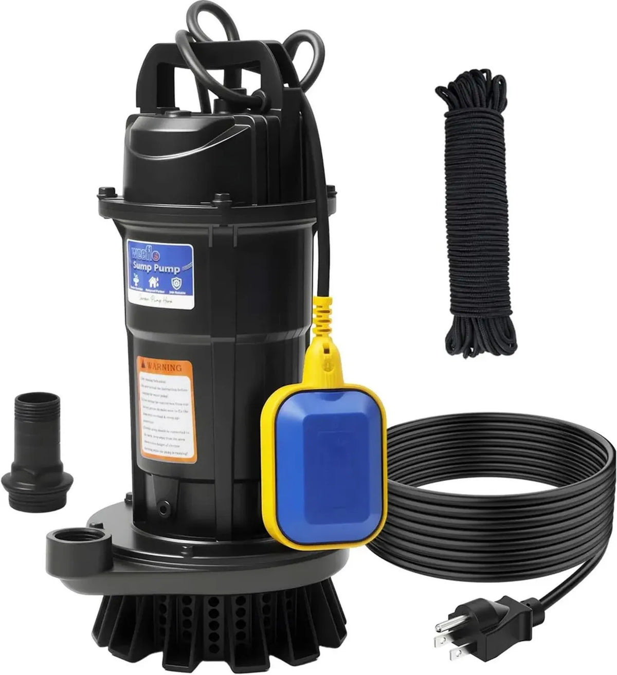 Pompa sommergibile Weeflos 1,6 HP con interruttore automatico, 6300 GPH, altezza max 11 m, ideale per acqua sporca e scantinati allagati
