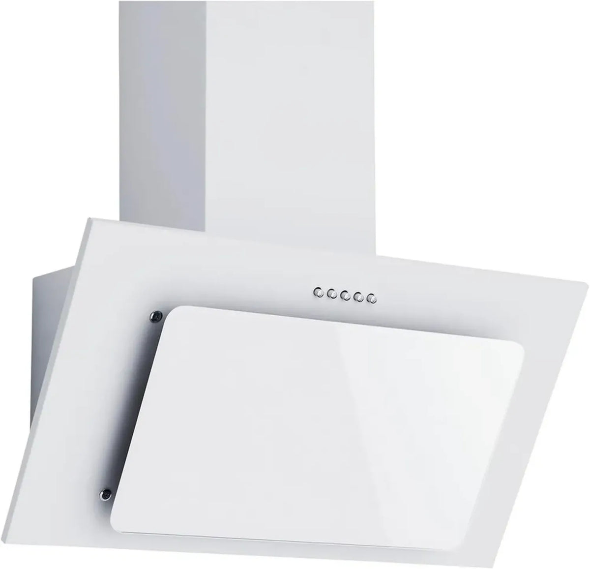 Cappa Aspirante 60 cm in Metallo Bianco con Pannello in Vetro, Funzione Espulsione e Ricircolo