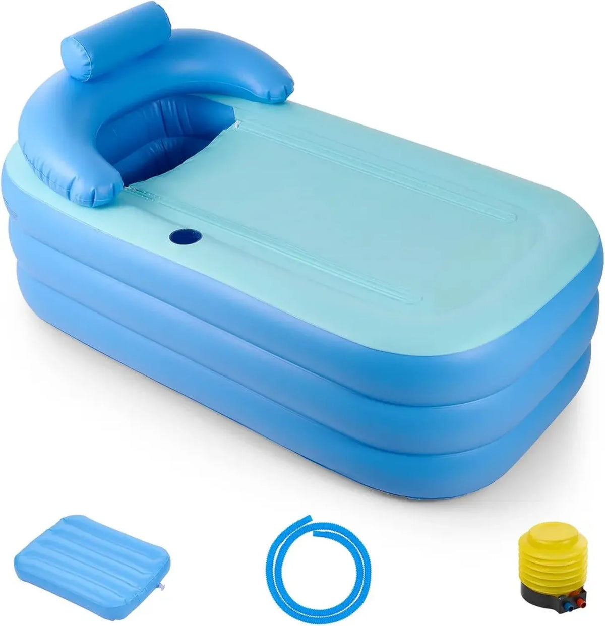 Vasca da Bagno Pieghevole Gonfiabile in PVC con Pompa e Coperchio
