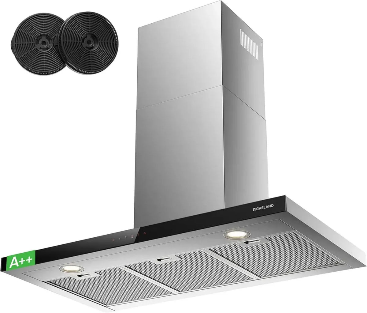 Cappa Aspirante 90 cm A++ in Acciaio Inox con Controllo Touch e Filtro Carbone