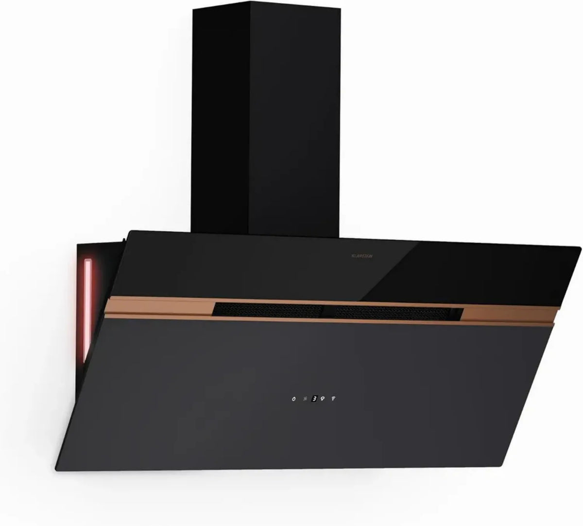 Klarstein Alina Cappa da Cucina 90cm, 690 m³/h, Controllo Touch, A++, LED, 52 dB, Filtri Carboni, Nero
