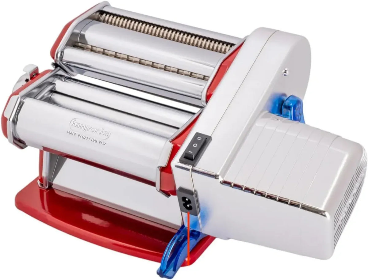 Macchina per Pasta Elettrica Imperia Classica da 220V, Made in Italy, Sfogliatrice per Lasagne e Fettuccine, Rosso