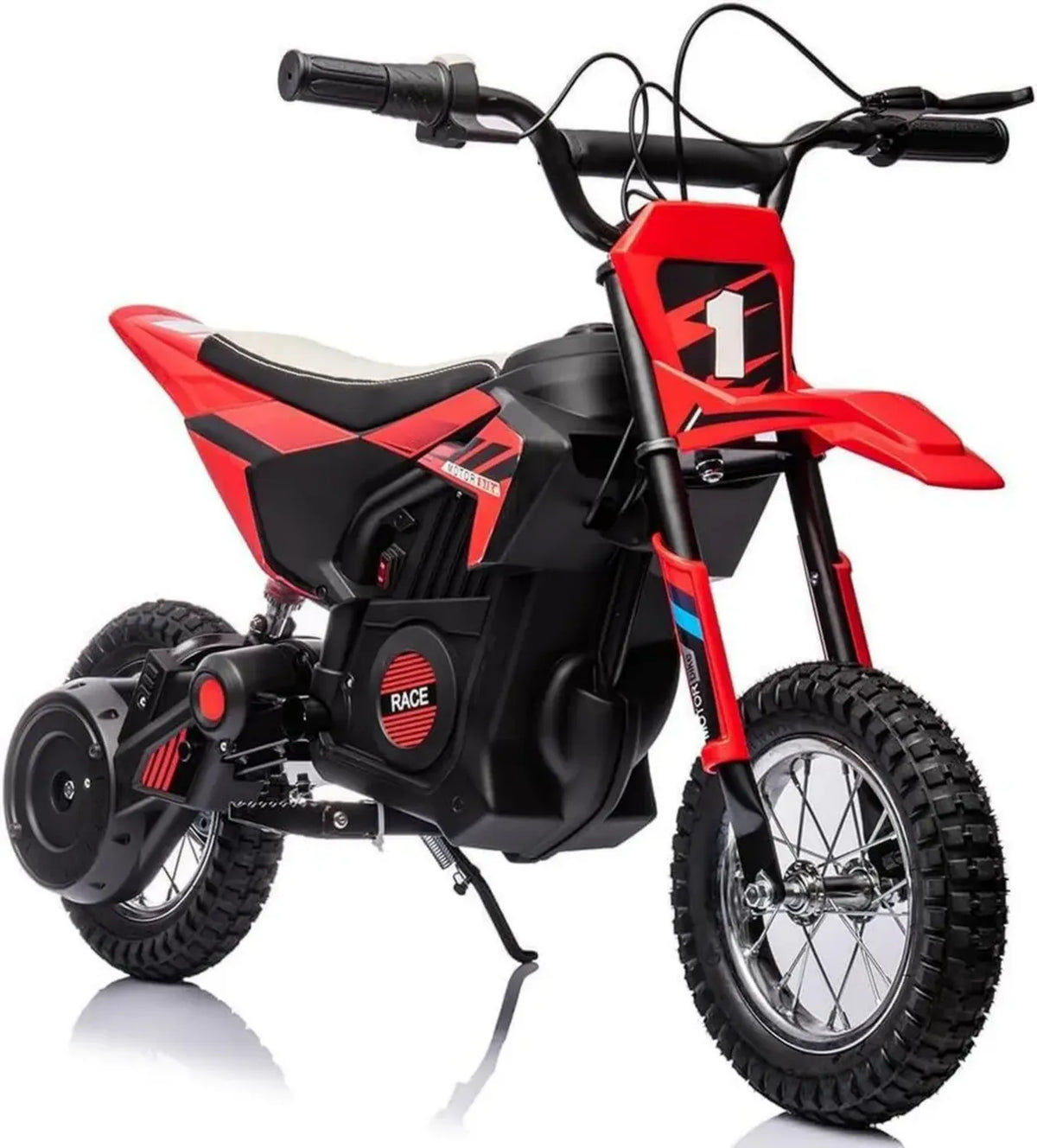 Mini Moto Elettrica per Bambini 24V, 250W, Ruote Gonfiabili, Freno a Disco, Sedile in Pelle, Velocità 22 km/h, Carico 63 Kg, Colore Rosso