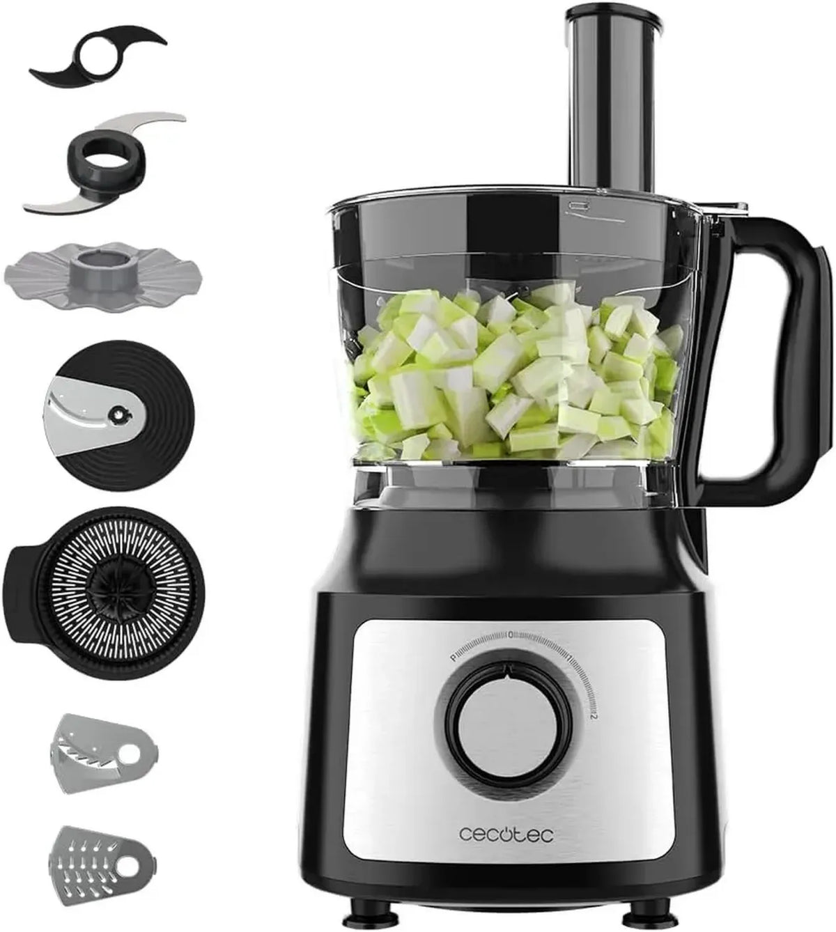 Robot da Cucina Cecotec Comino 1000 - Multifunzione 1000W, 2 Velocità, Ciotola 2L, Spremiagrumi e Dischi Taglio Multifunzionali