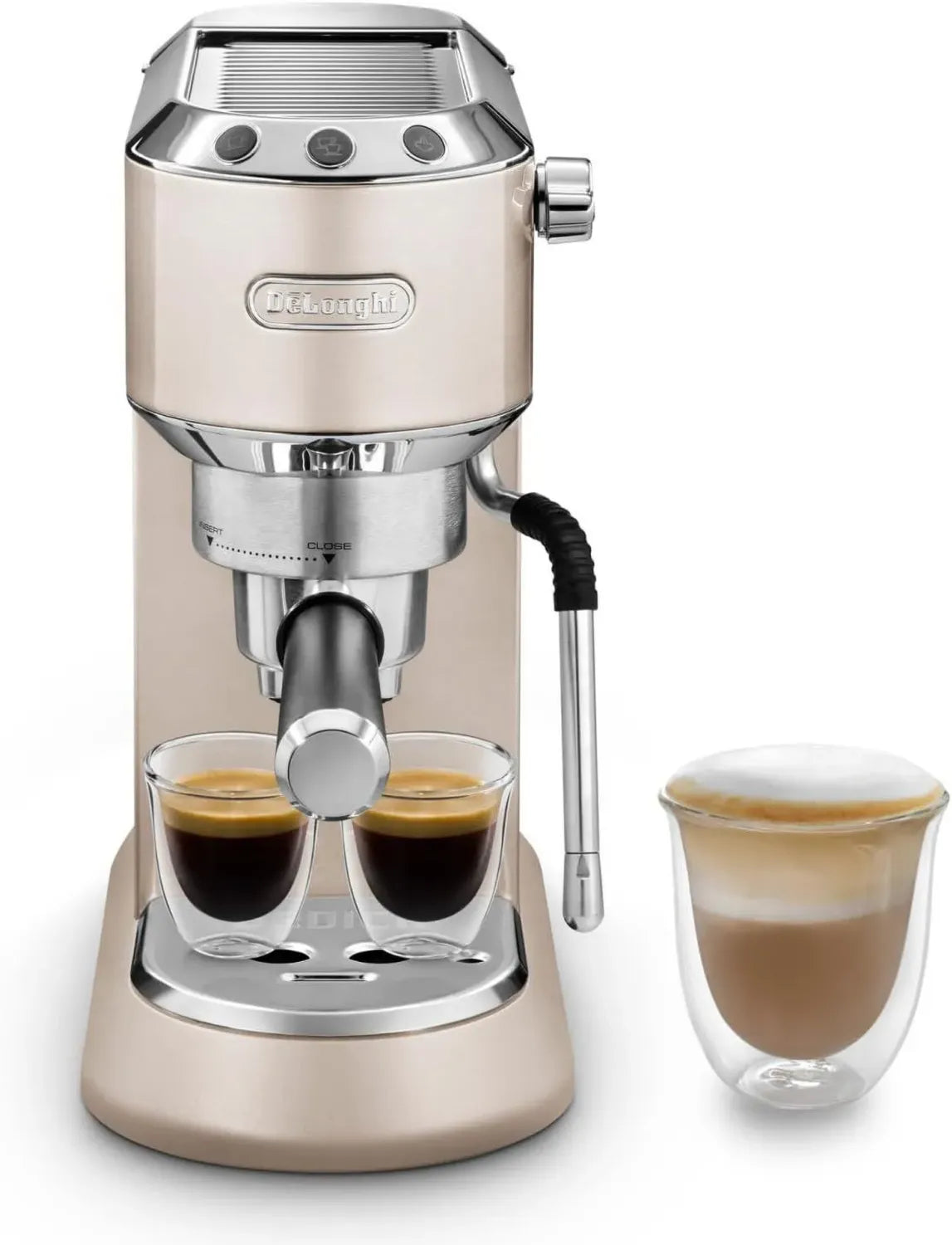 Macchina Espresso Manuale De'Longhi Dedica Arte EC885.BG, Lancia Vapore Professionale, Compatibile Caffè in Polvere e Cialde E.S.E., Riscaldamento Rapido, Colore Beige