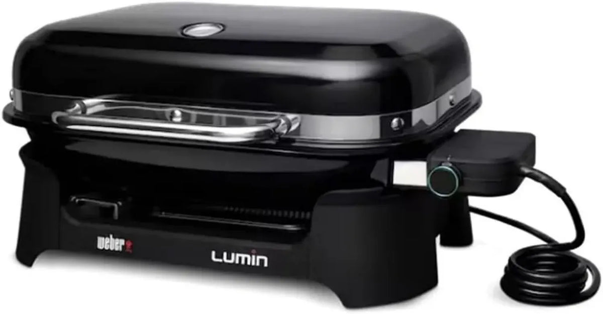 Weber Lumin Barbecue Elettrico, Multifunzione con Affumicatura e Cottura a Vapore, Temperatura Fino a 315°C, Area 33×49 cm, Nero