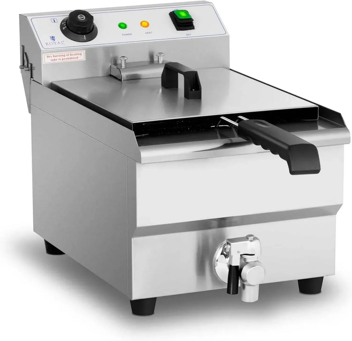 Friggitrice Elettrica 13L con Zona Fredda e Rubinetto, Acciaio Inox, 3200W