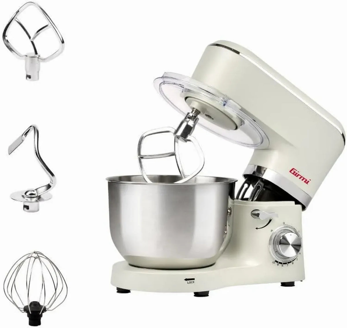 Girmi IM47 Robot da Cucina Planetario 6L, 1500W, 10 Velocità, Contenitore in Acciaio, Accessori Inclusi