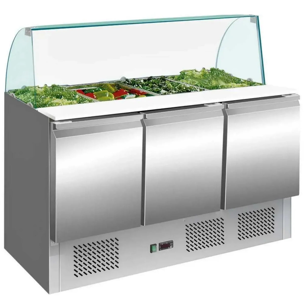 Tavolo refrigerato in acciaio inox 3 porte 260L per cucina professionale