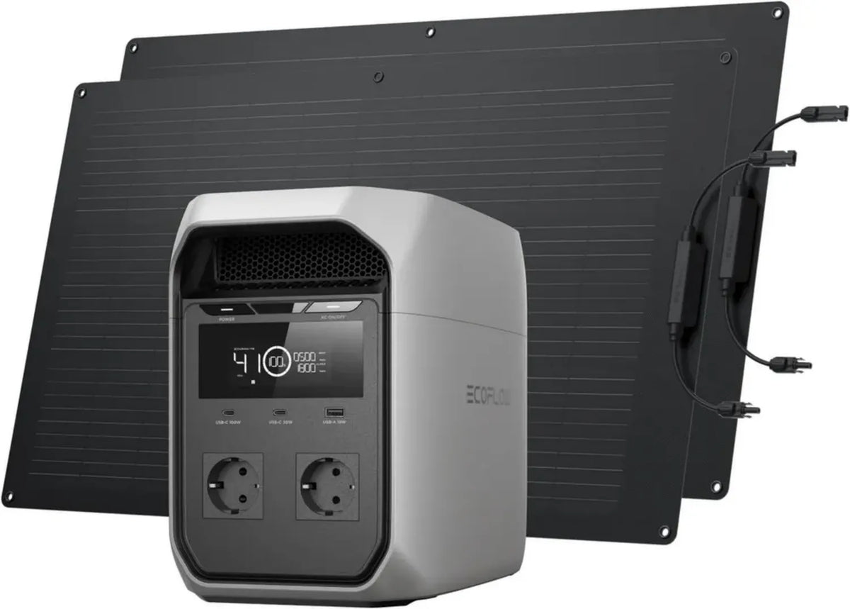 Stazione di Energia Portatile ECOFLOW DELTA 3 con Doppio Pannello Solare 100W